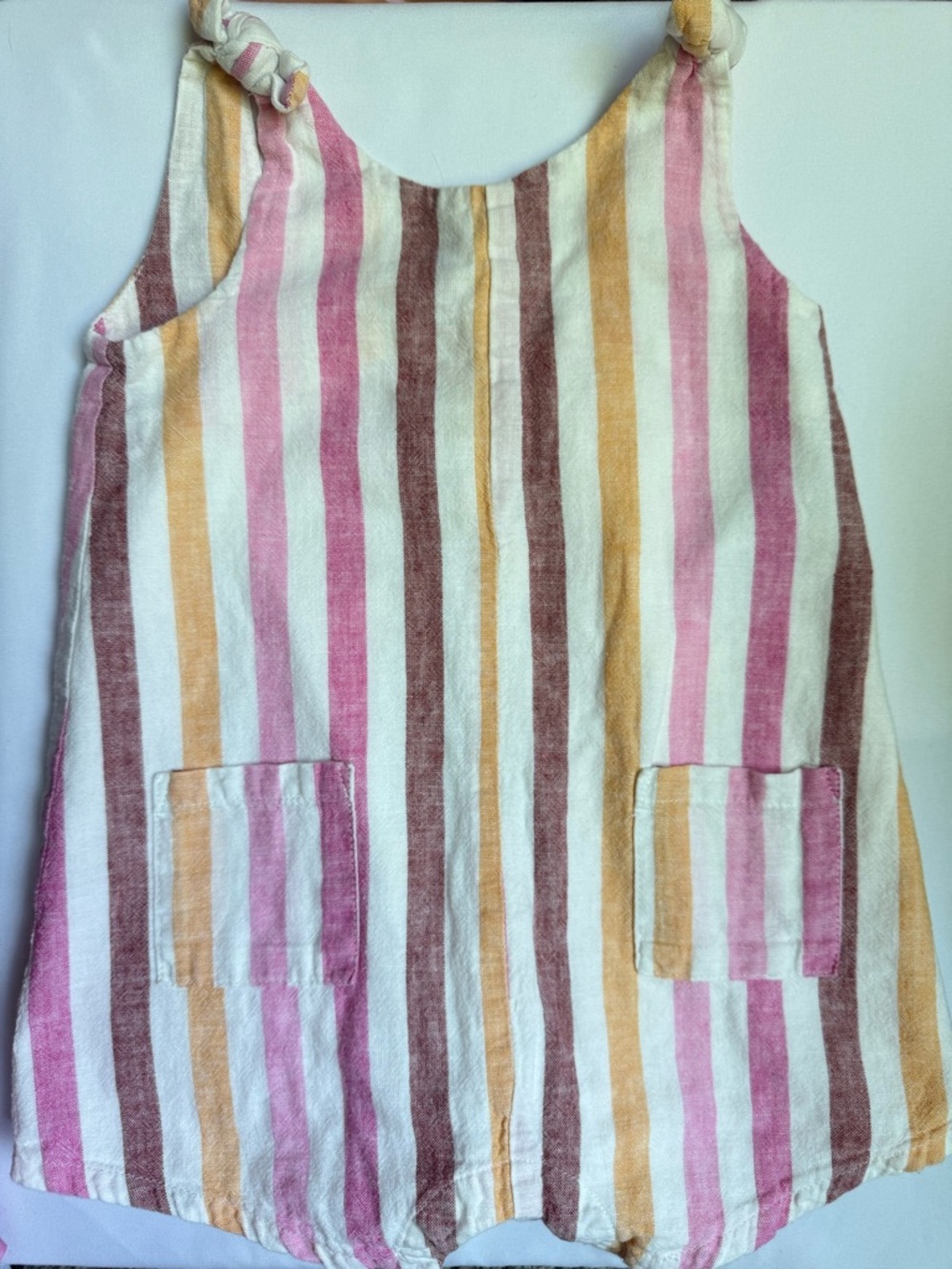 GAP Baby Sleeveless Romper in Pink, Yellow & Brown Stripe
